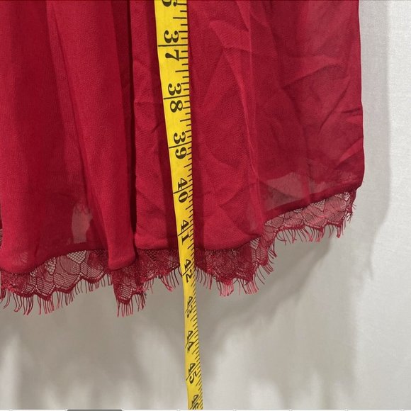 NEW Dress the Population [ Large ] Corey‎ Chiffon Fit & Flare Dress Garnet #Q298 - Picture 5 of 12